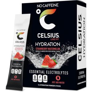 imageCELSIUS Hydration Fruit Punch Sugar Free Electrolyte Hydration Drink Mix Pack of 14Strawberry Watermelon