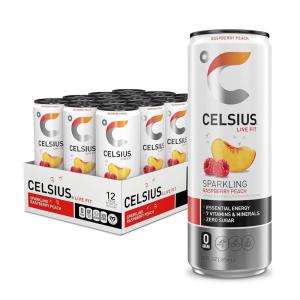 imageCELSIUS Sparkling Kiwi Strawberry Sugar Free Energy Drink 12 Fl Oz Pack of 12Raspberry Peach