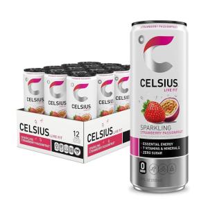 imageCELSIUS Sparkling Kiwi Strawberry Sugar Free Energy Drink 12 Fl Oz Pack of 12Strawberry Passionfruit