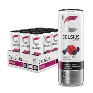imageCELSIUS Sparkling Kiwi Strawberry Sugar Free Energy Drink 12 Fl Oz Pack of 12Wild Berry