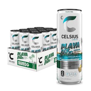 imageCELSIUS ASTRO VIBE Sparkling Blue Razz Sugar Free Energy Drink 12 Fl Oz Pack of 12Playa Vibe