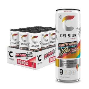 imageCELSIUS ASTRO VIBE Sparkling Blue Razz Sugar Free Energy Drink 12 Fl Oz Pack of 12Retro Vibe