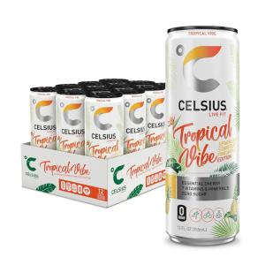 imageCELSIUS ASTRO VIBE Sparkling Blue Razz Sugar Free Energy Drink 12 Fl Oz Pack of 12Tropical Vibe