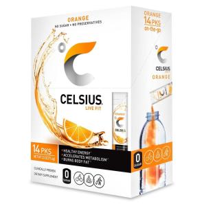 imageCELSIUS On The Go Strawberry Mango Sugar Free Energy Drink Mix 14 Sticks per PackOrange