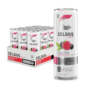imageCELSIUS Raspberry Acai Green Tea Functional Essential Energy Drink 12 Fl Oz Pack of 12 Packaging may varyFizz Free Raspberry Acai